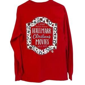 Girlie Girl Hallmark Movie Red Long‎ Sleeve Christmas T Shirt size Medium NWOT